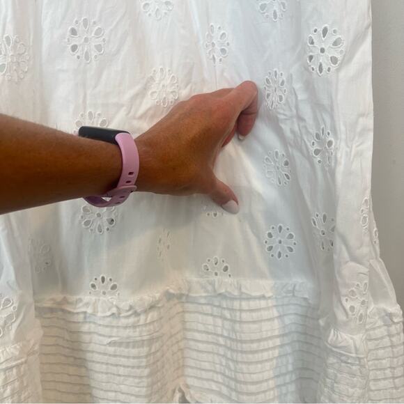 Gap Ruffle Hem Eyelet Maxi Dress White sz S *TALL* Button Front 100% Cotton - Picture 11 of 11
